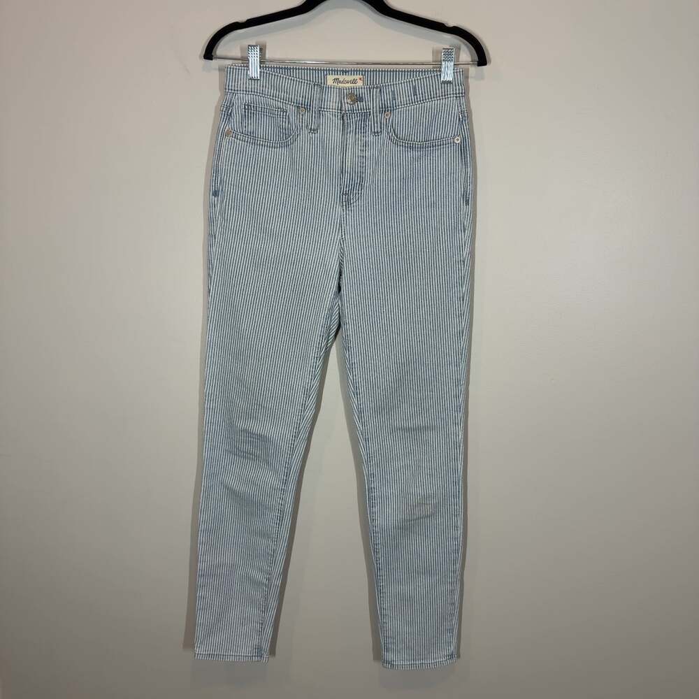 Madewell 10" High-Rise Skinny Crop Jeans Women's 26T Blue White Stripe